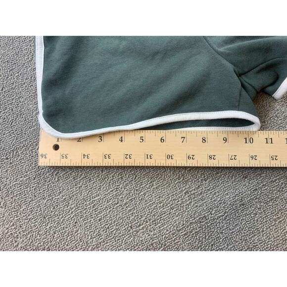 Fox Women XS Green White Athletic Running Shorts Trim Dolphin Hem - Picture 6 of 6